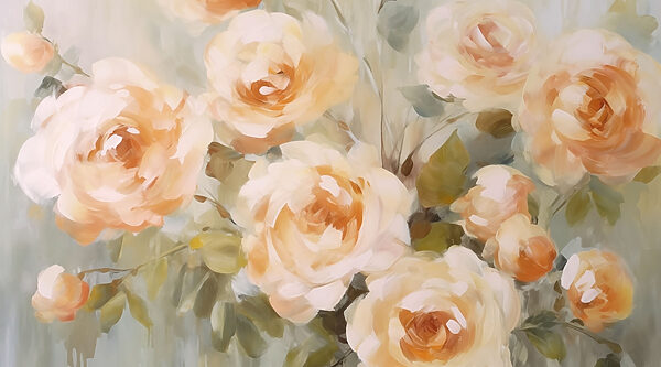 Painting of flowers on a white surface Painting of flowers on a white surface