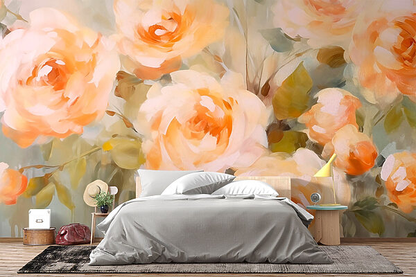 Fotomurales Fotomurales Pintura de flores sobre una superficie blanca (SKU: w03588)