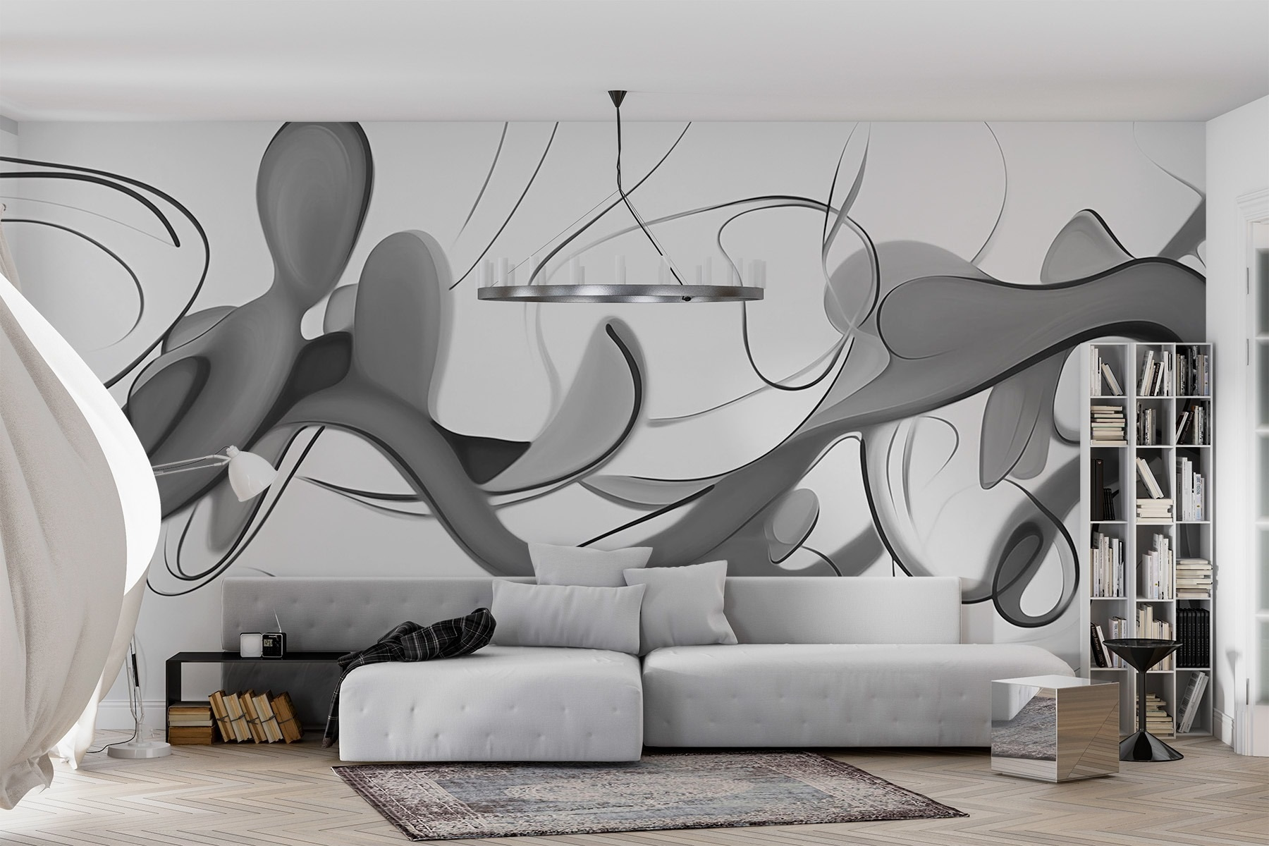 Black and white image of a swirly design