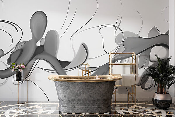 Black and white image of a swirly design