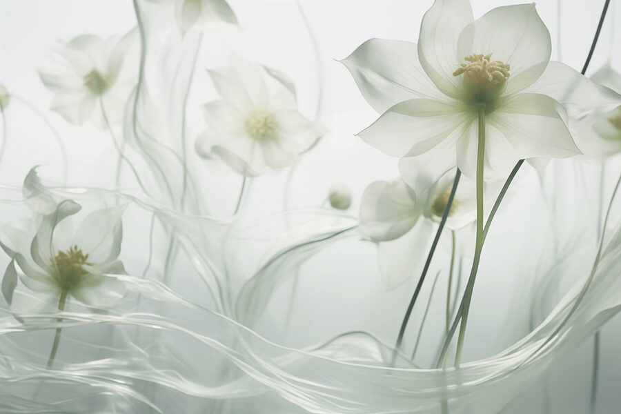 Flores blancas con tallos y pedúnculos largos