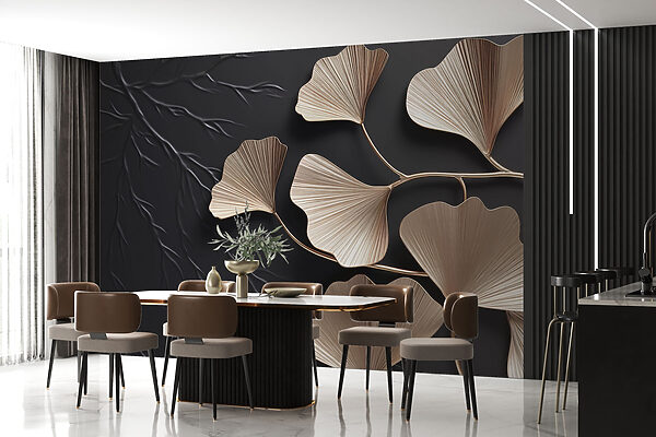 Delicate leaves against a dark backdrop Delicate leaves against a dark backdrop