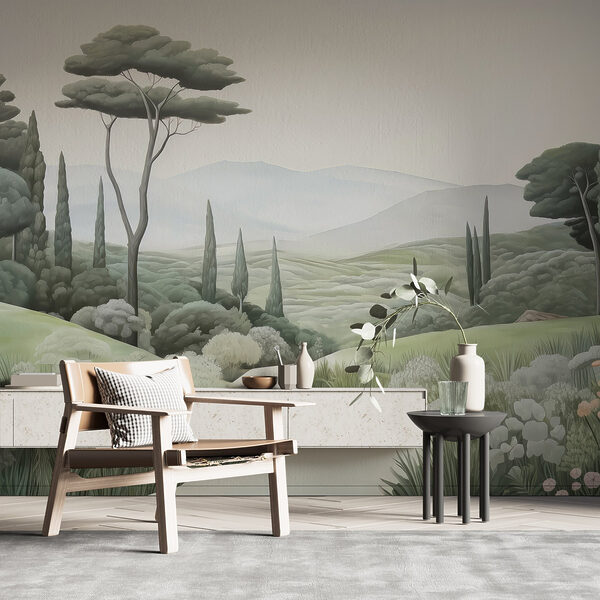 Landscape with a path and trees Landscape with a path and trees