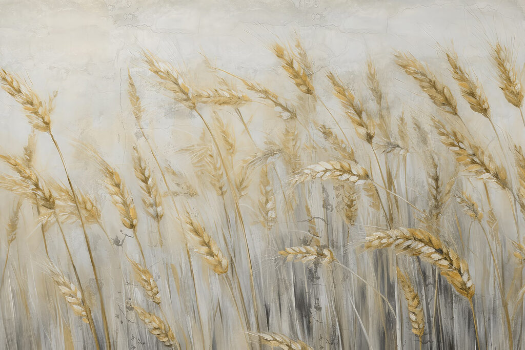 Painting of wheat in a field