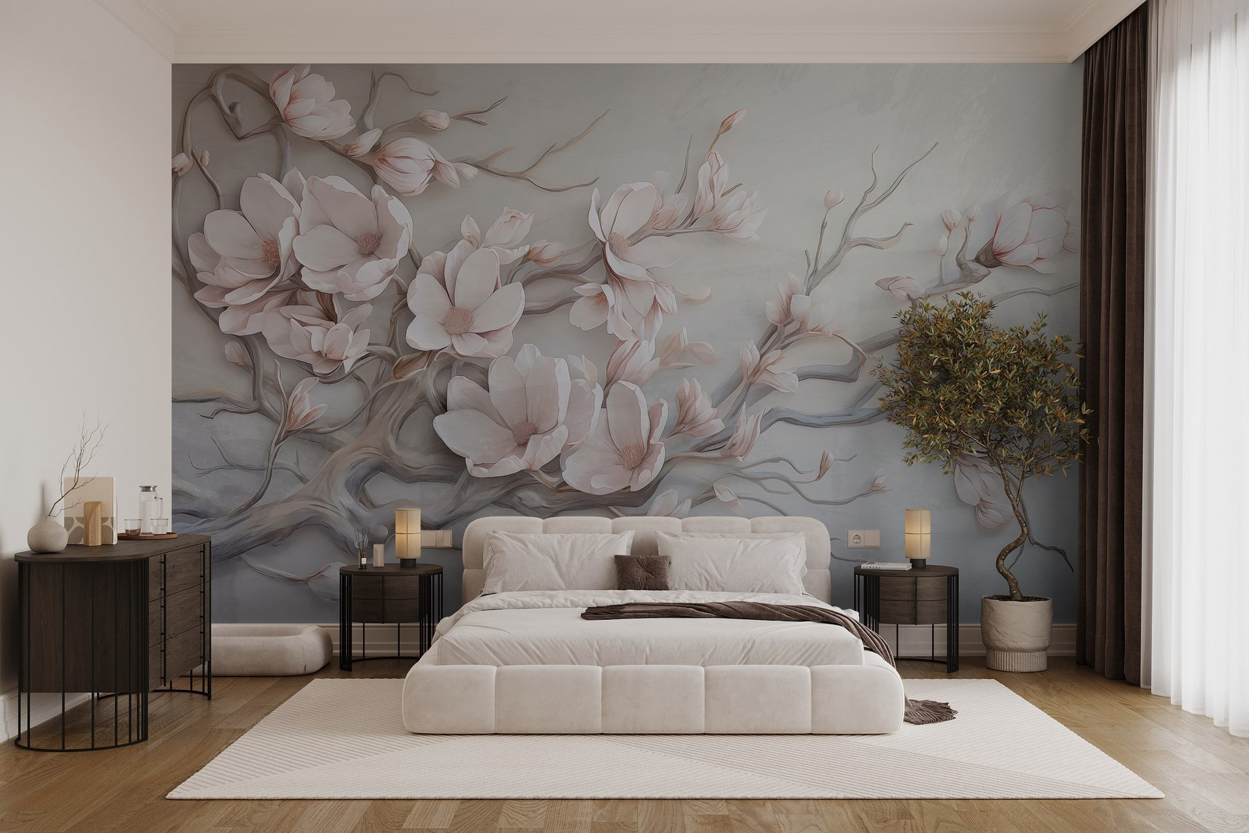 Painting of flowers on a wall