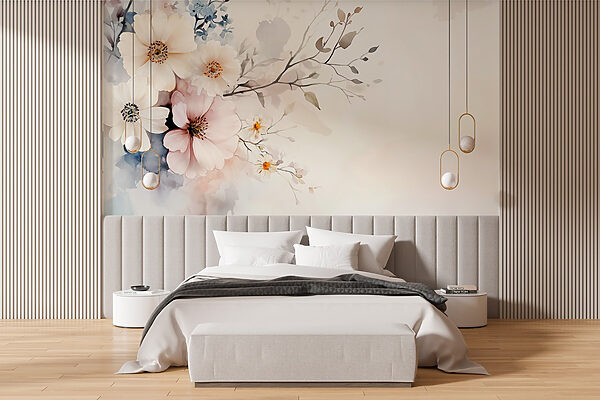 Painting of flowers on a white background