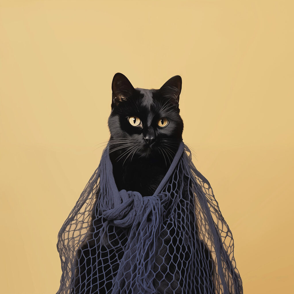 Cat wearing a net Cat wearing a net