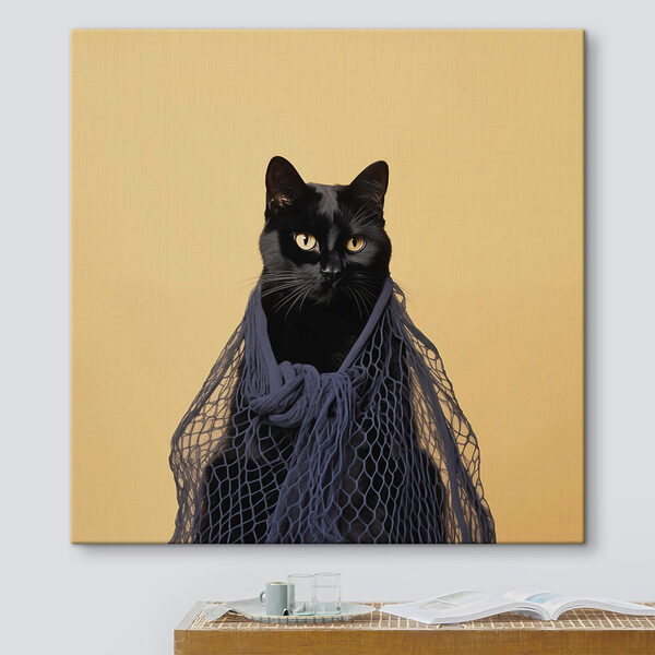 Cuadros Gato con una red