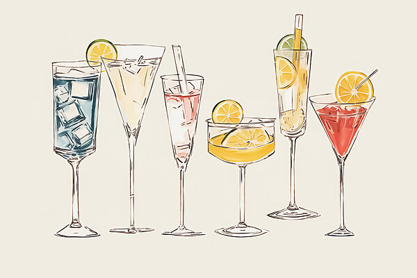 Group of different colored drinks