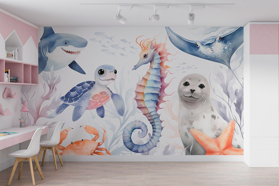 Grupo de animales marinos