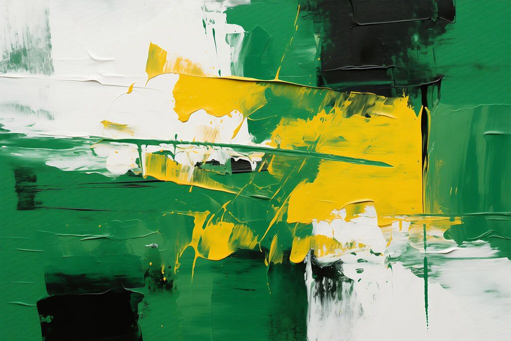 Painting of green and yellow paint Painting of green and yellow paint