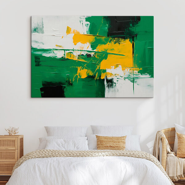 Painting of green and yellow paint Painting of green and yellow paint