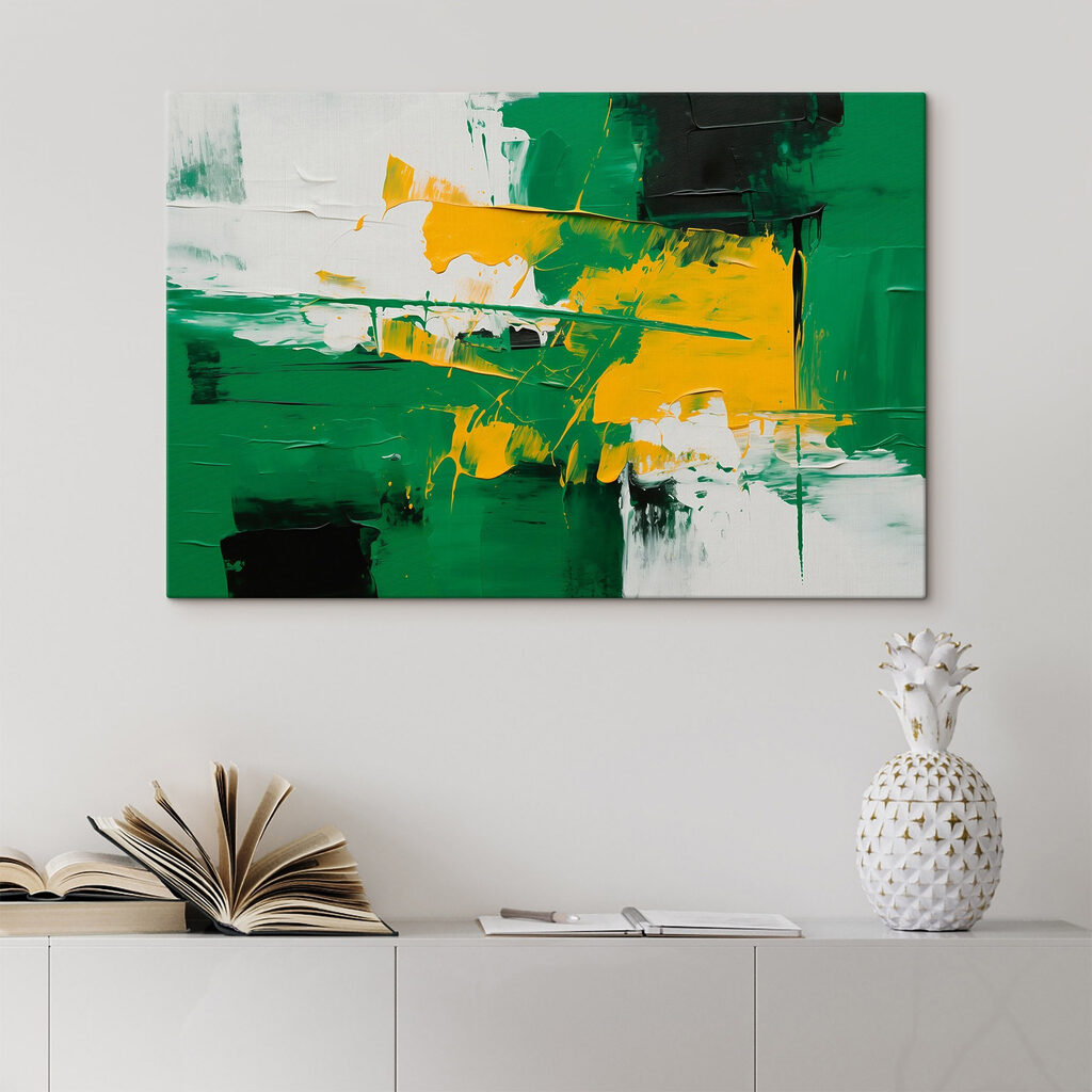 Painting of green and yellow paint Painting of green and yellow paint