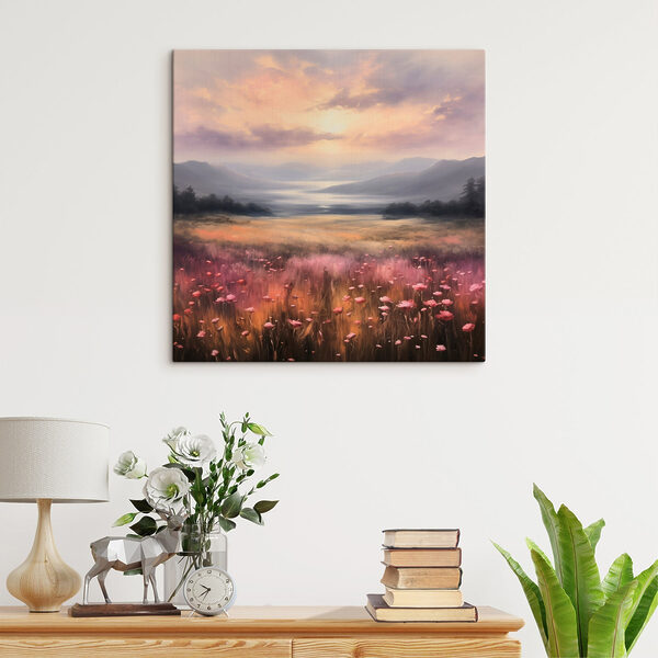 Cuadros Cuadros Campo de flores con las montañas al fondo (SKU: s43950)