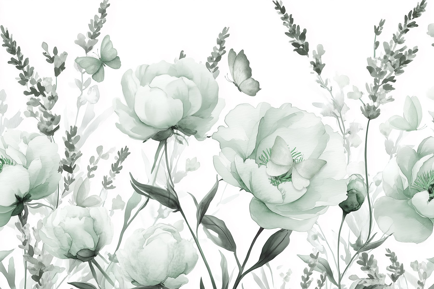 Delicate blooms in soft green hues