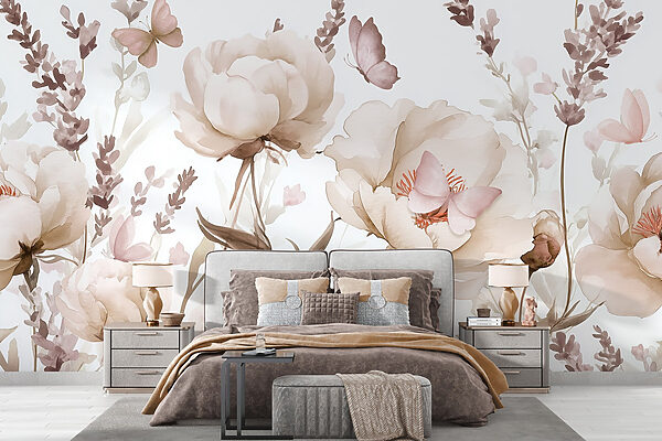 Pintura de flores y mariposas Pintura de flores y mariposas