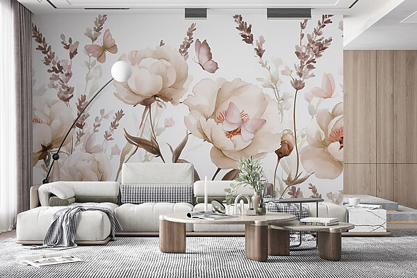 Pintura de flores y mariposas Pintura de flores y mariposas