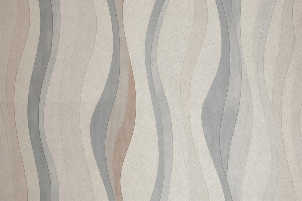 Papel pintado blanco y gris con líneas onduladas Papel pintado blanco y gris con líneas onduladas