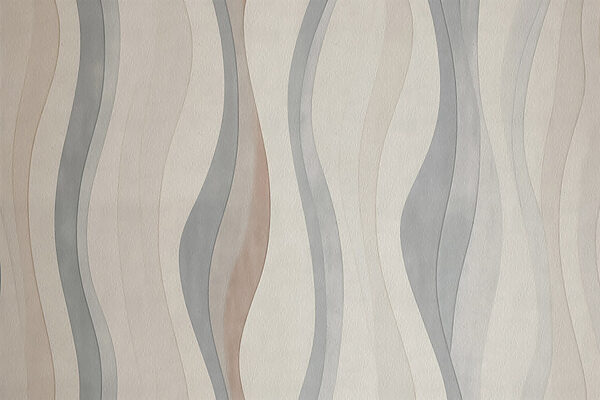 Papel pintado blanco y gris con líneas onduladas Papel pintado blanco y gris con líneas onduladas