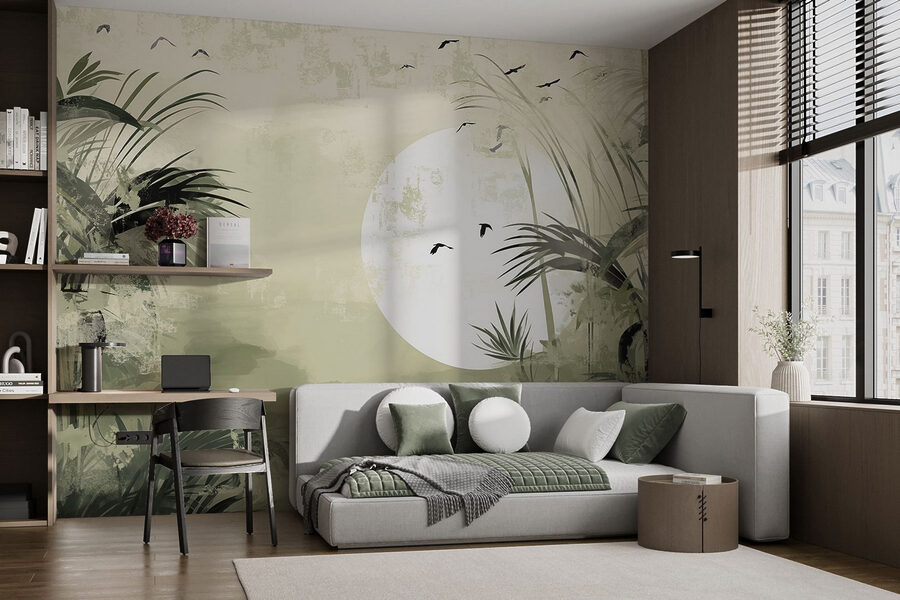 Pintura de un bosque tropical