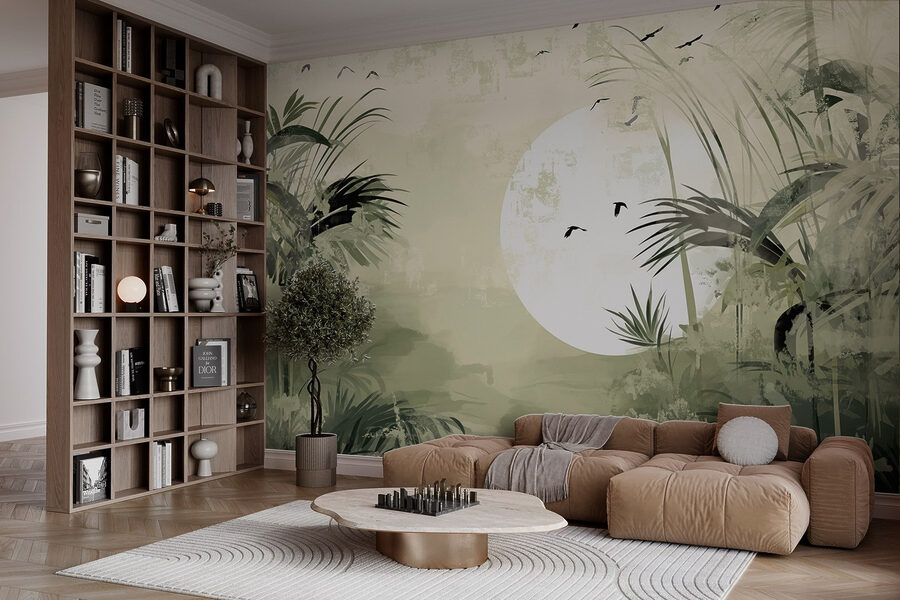 Pintura de un bosque tropical