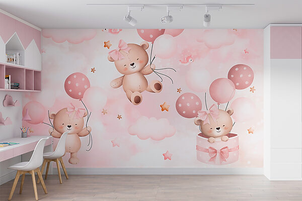 Grupo de ositos de peluche sosteniendo globos Grupo de ositos de peluche sosteniendo globos