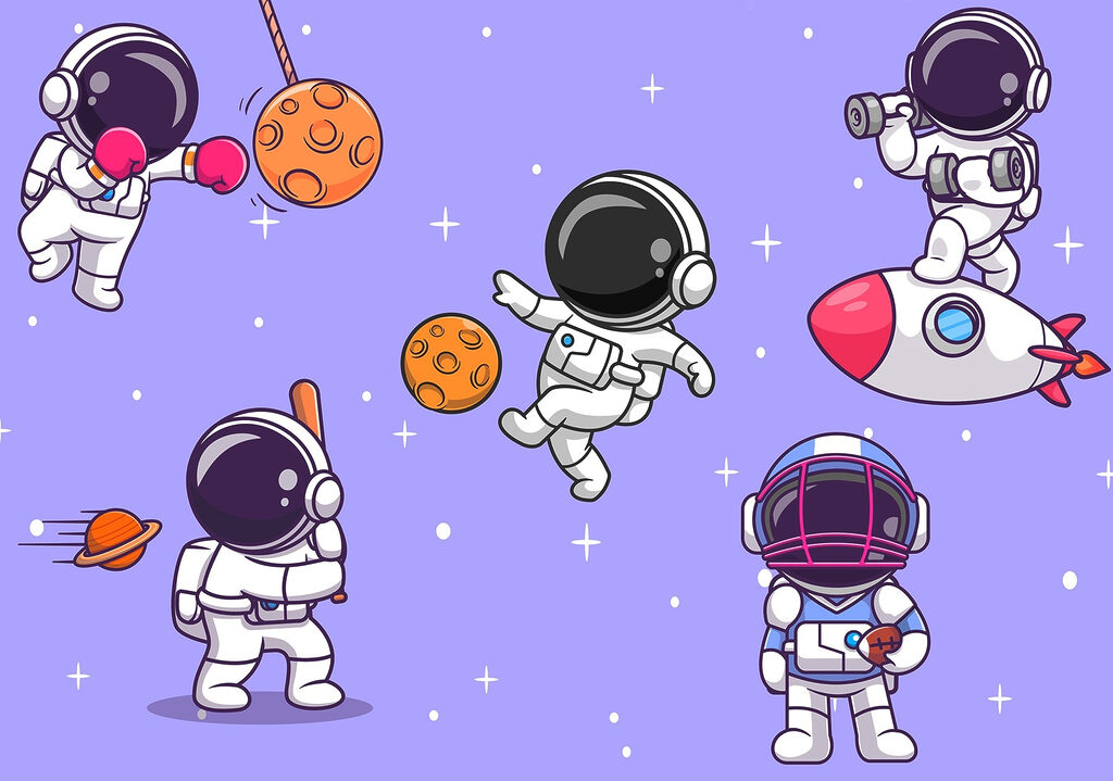 Dibujos animados de astronautas en el espacio Dibujos animados de astronautas en el espacio