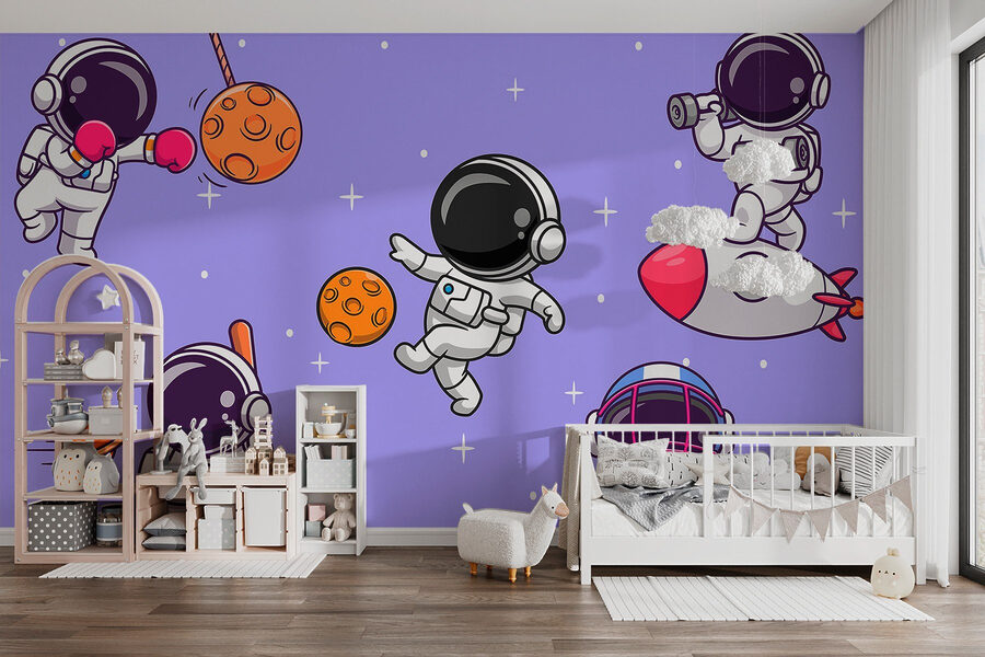 Dibujos animados de astronautas en el espacio