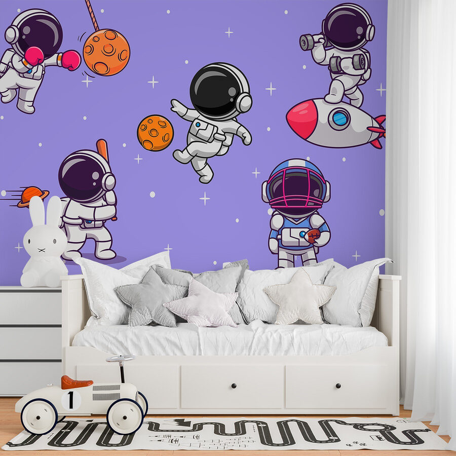 Dibujos animados de astronautas en el espacio