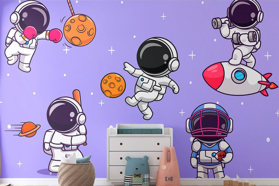 Dibujos animados de astronautas en el espacio
