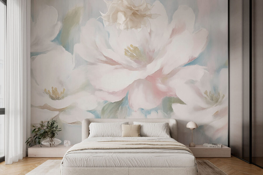 Pintura de flores blancas