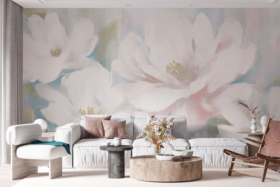 Pintura de flores blancas