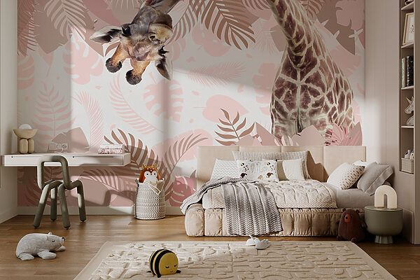 Giraffe with a pattern of leaves Giraffe with a pattern of leaves