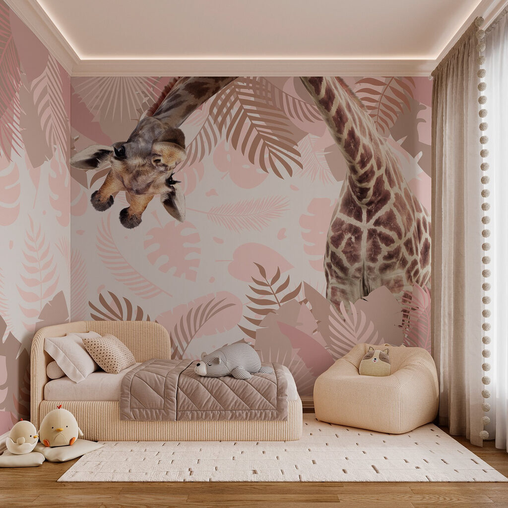 Giraffe with a pattern of leaves Giraffe with a pattern of leaves