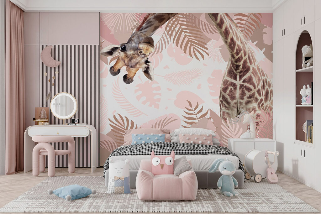 Giraffe with a pattern of leaves Giraffe with a pattern of leaves