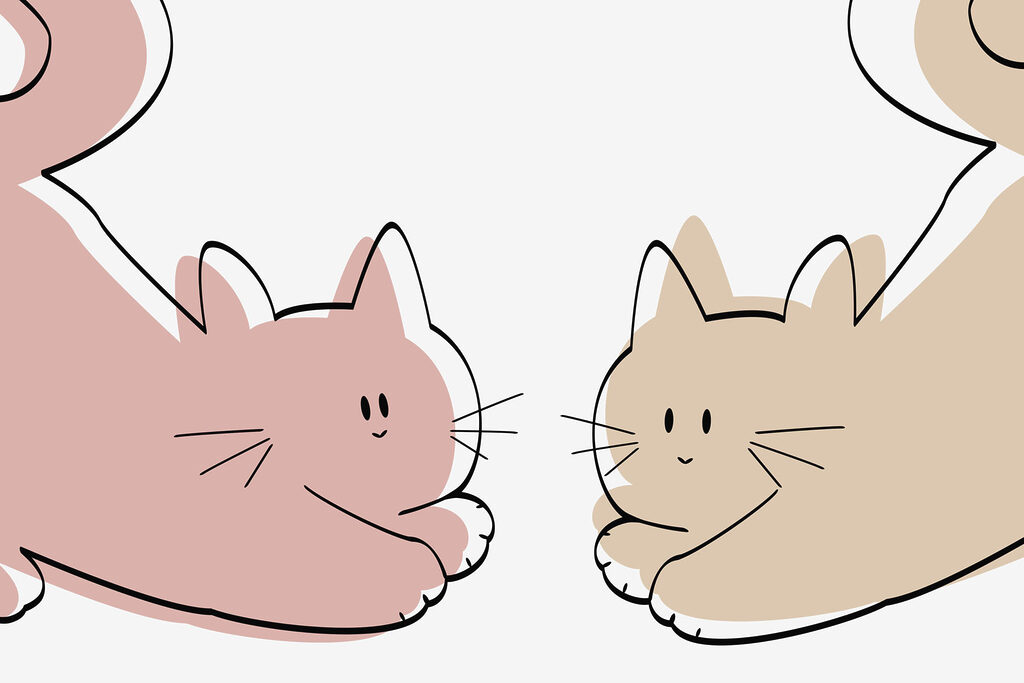 Pareja de gatos tumbados Pareja de gatos tumbados