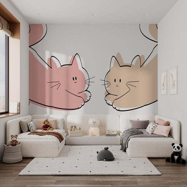 Pareja de gatos tumbados Pareja de gatos tumbados