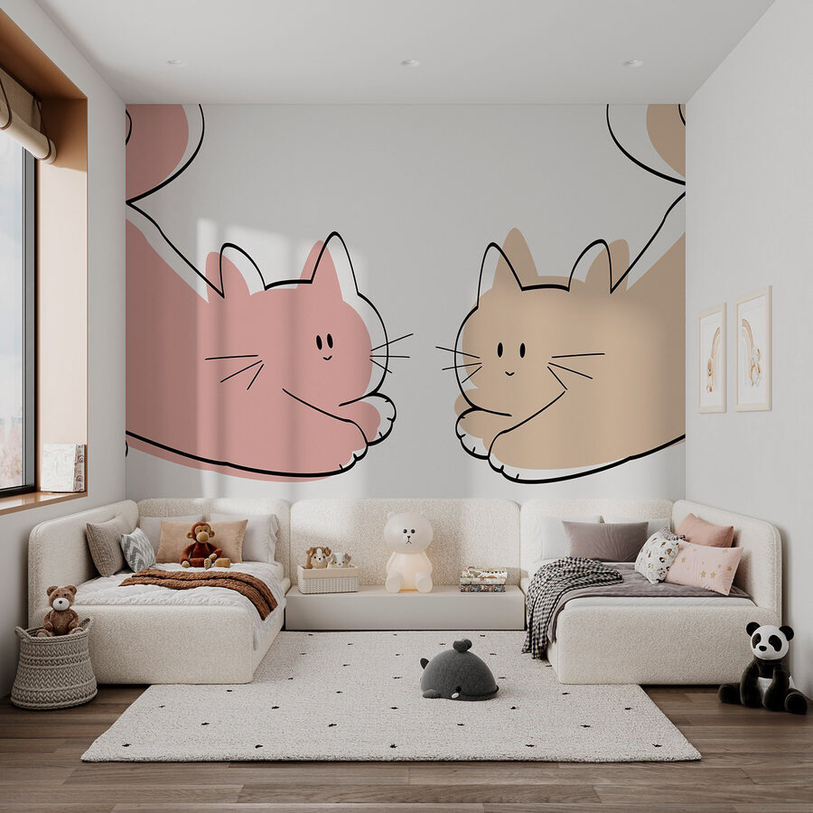 Pareja de gatos tumbados Pareja de gatos tumbados