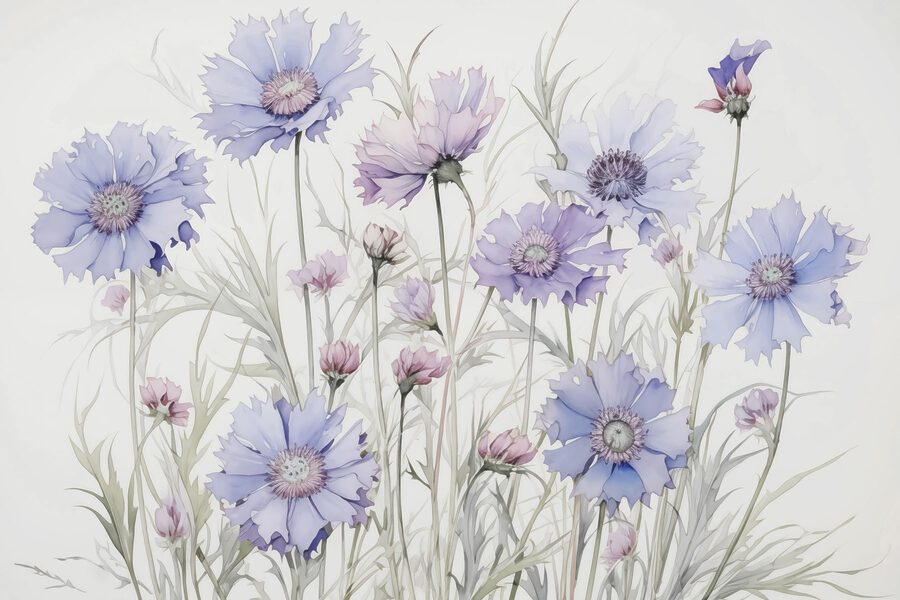 Fotomurales Pintura de flores sobre fondo blanco - Imagen 3