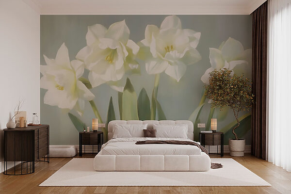 Fotomurales Fotomurales Grupo de flores blancas (SKU: w03640)