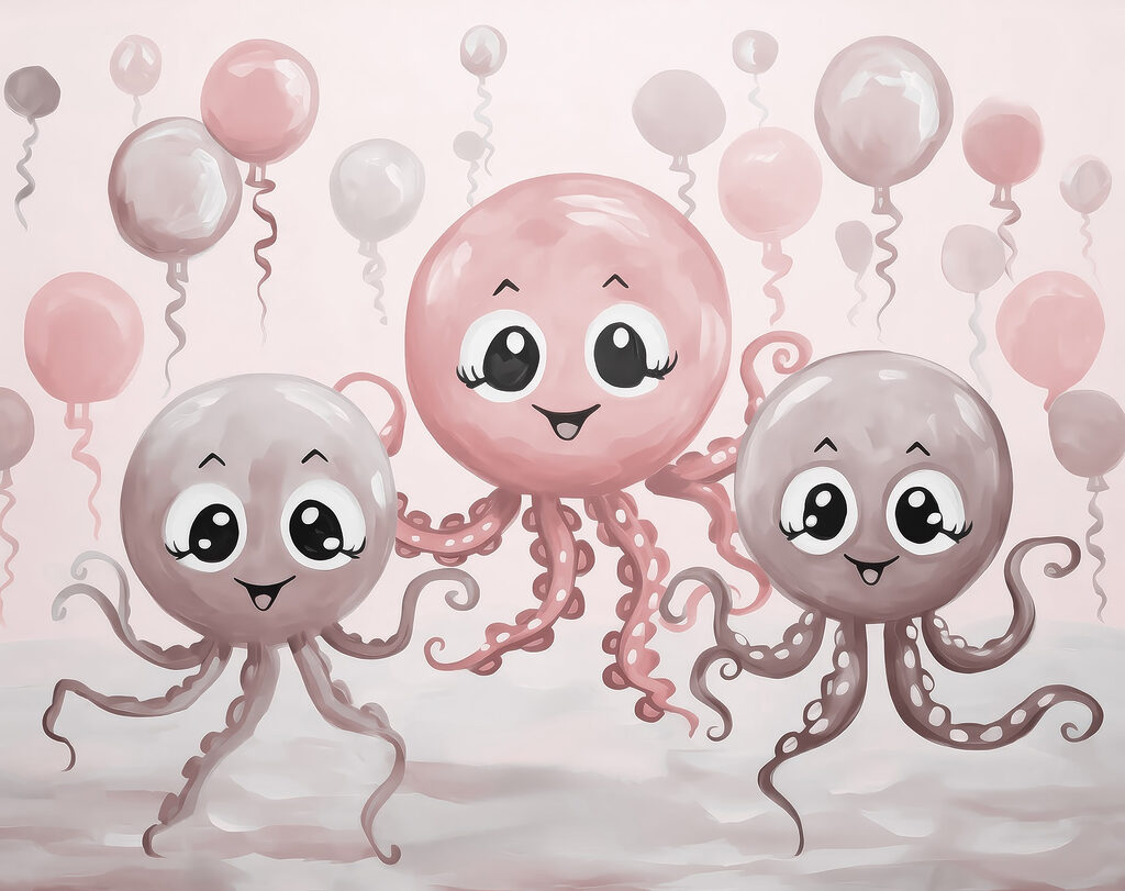 Grupo de pulpos con globos Grupo de pulpos con globos