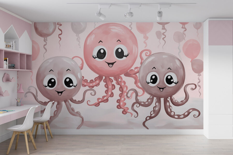 Grupo de pulpos con globos