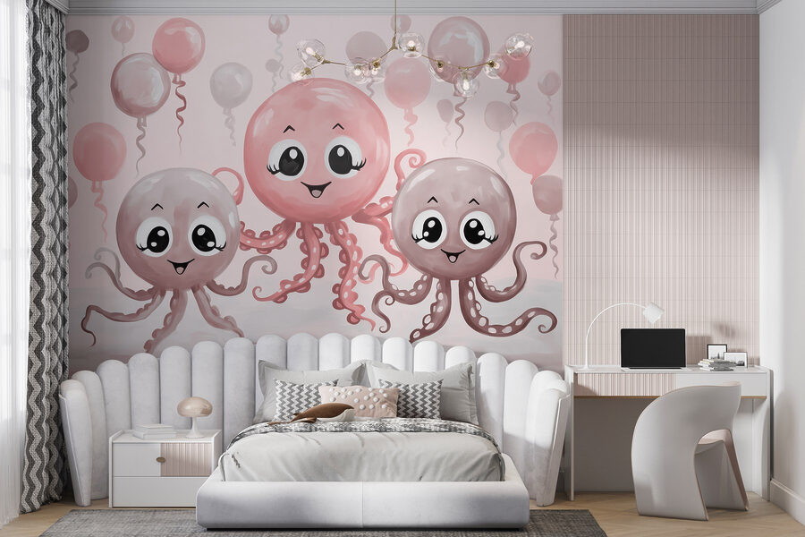 Grupo de pulpos con globos