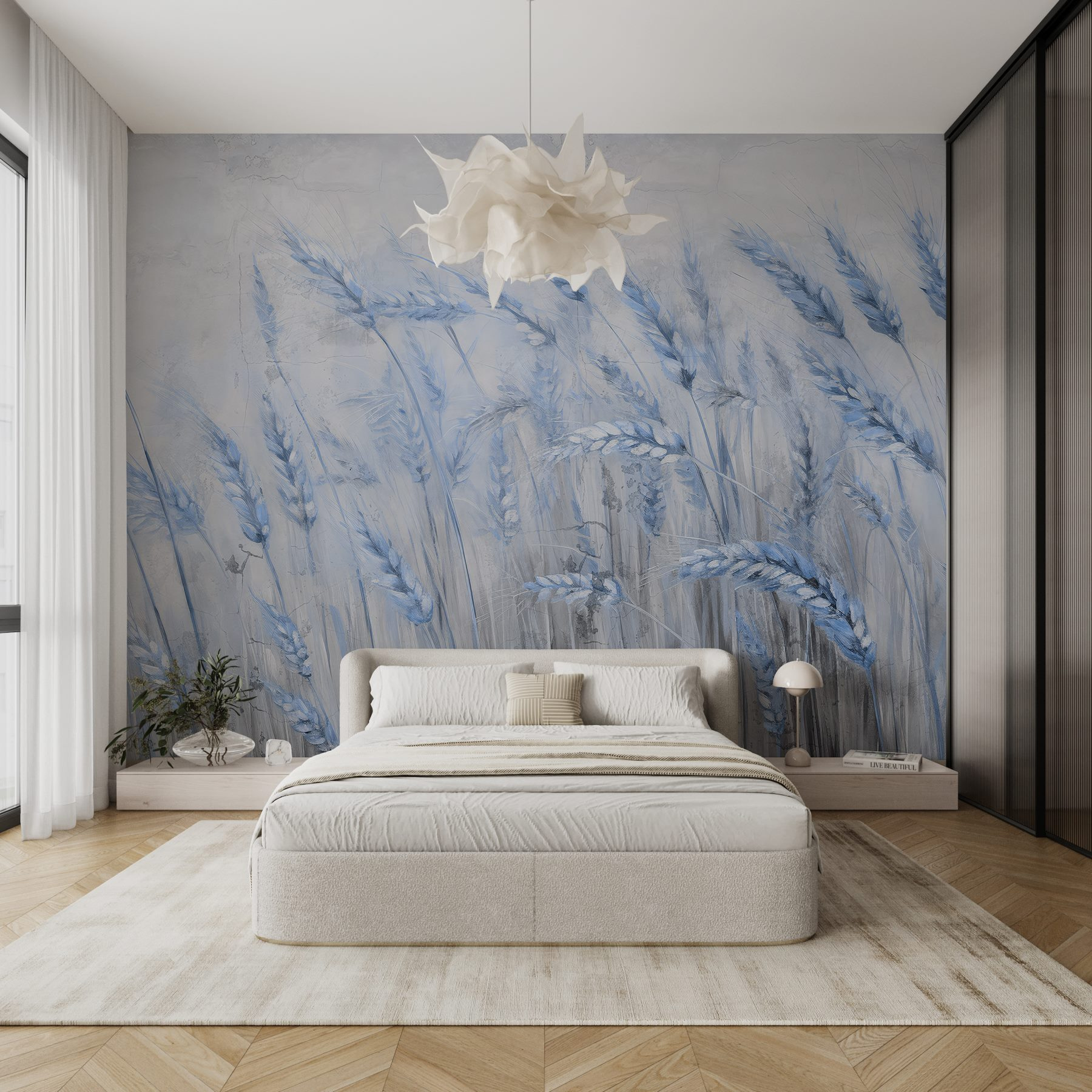Soft blue waves of gentle wheat