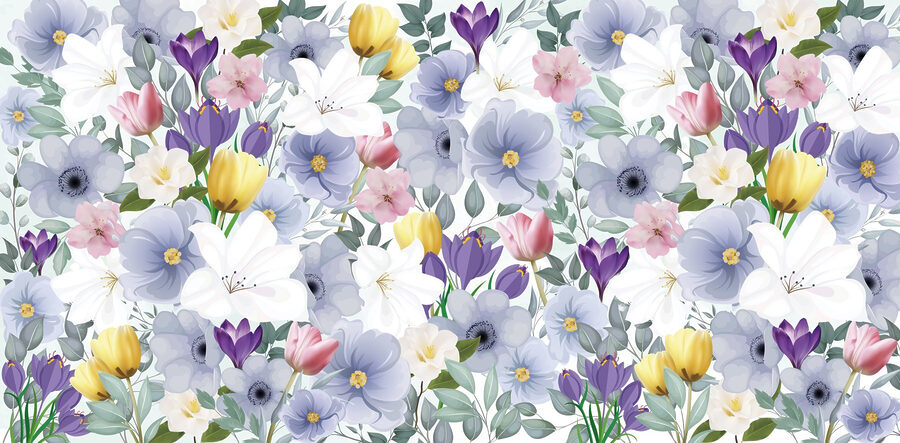 Grupo de flores con hojas
