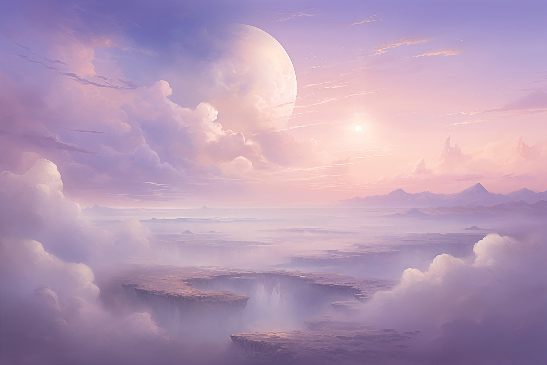 Landscape with clouds and a moon