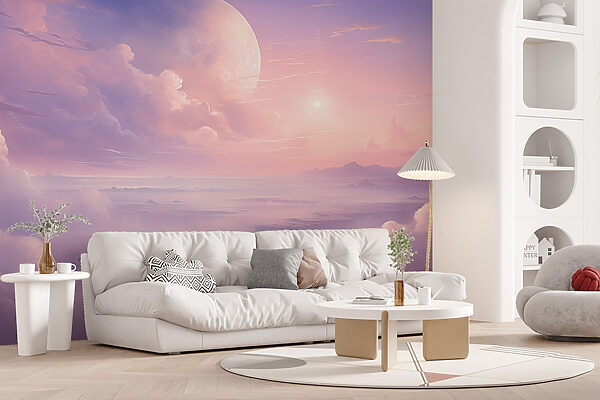 Paisaje con nubes y luna Paisaje con nubes y luna