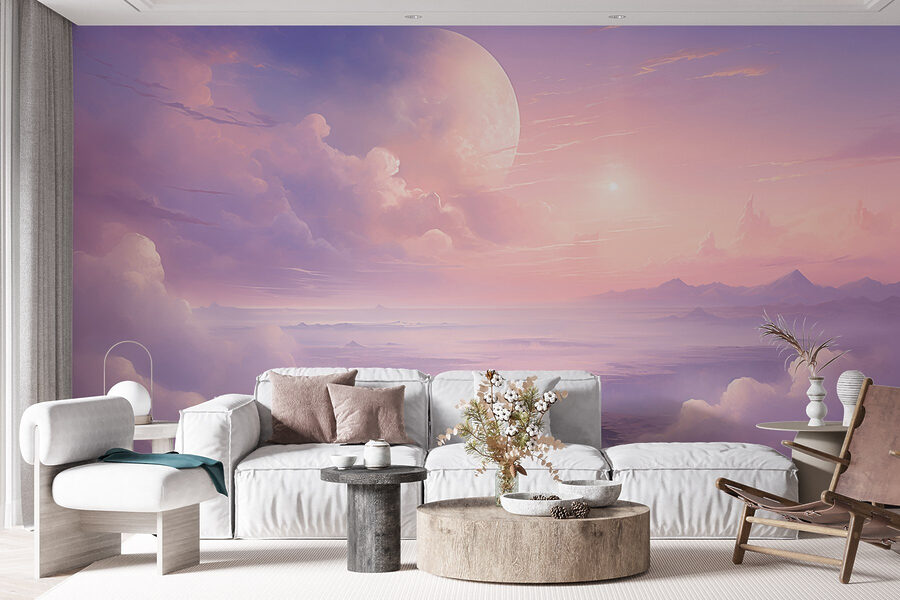 Paisaje con nubes y luna
