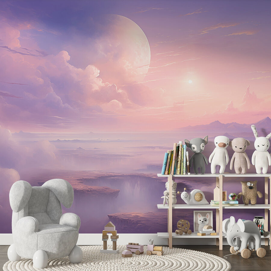 Paisaje con nubes y luna