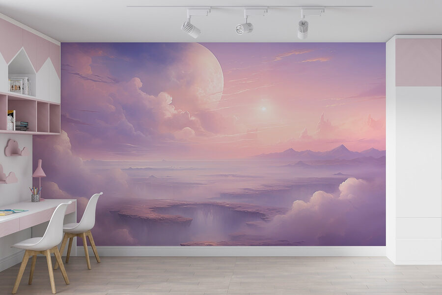 Paisaje con nubes y luna